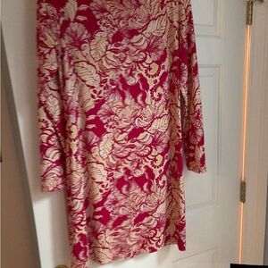 Lilly Pulitzer Red and Cream Long Sleeve Sheath Dress